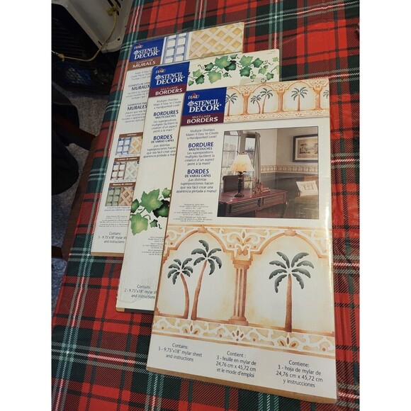 Plaid Stencil Decor Wall Stencil - British Colonial, Garden Lattice, English Ivy - Picture 2 of 9